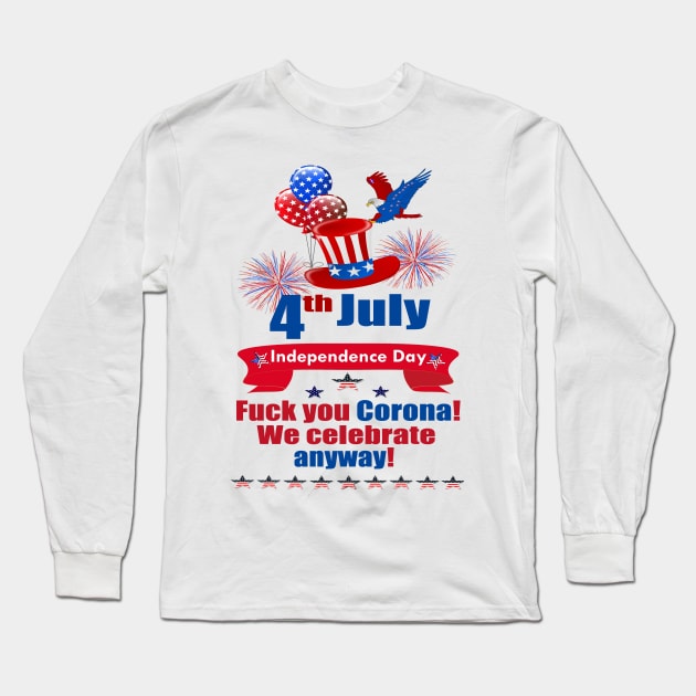 Independence Day Eagle Corona Long Sleeve T-Shirt by Lin-Eve